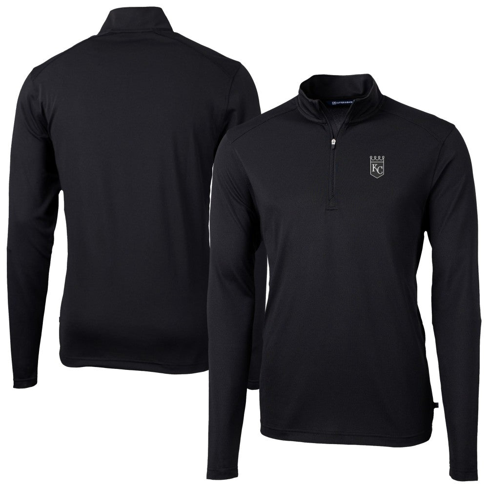 Kansas City Royals Cutter & Buck Virtue Eco Pique Quarter-Zip Jacket - Black - MLB Discount