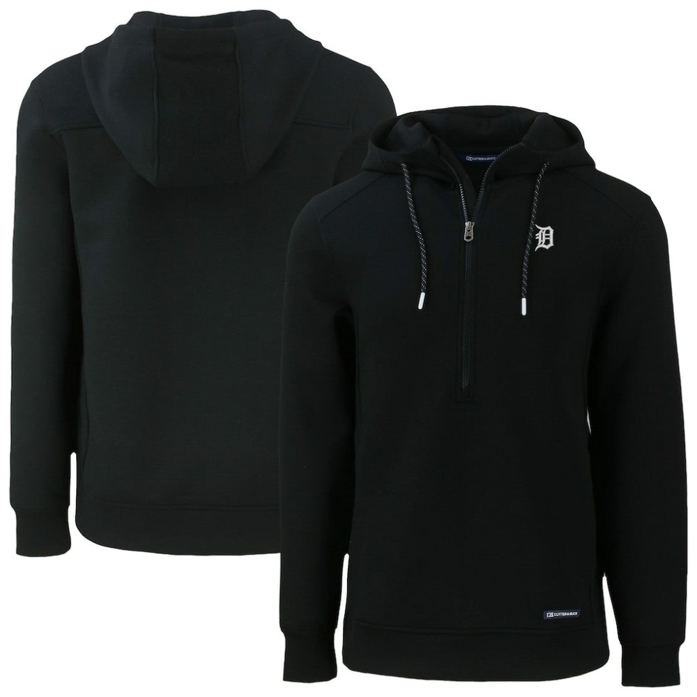 Detroit Tigers Cutter & Buck Roam Eco Recycled Half-Zip Pullover Hoodie - Black - MLB Lifestyle