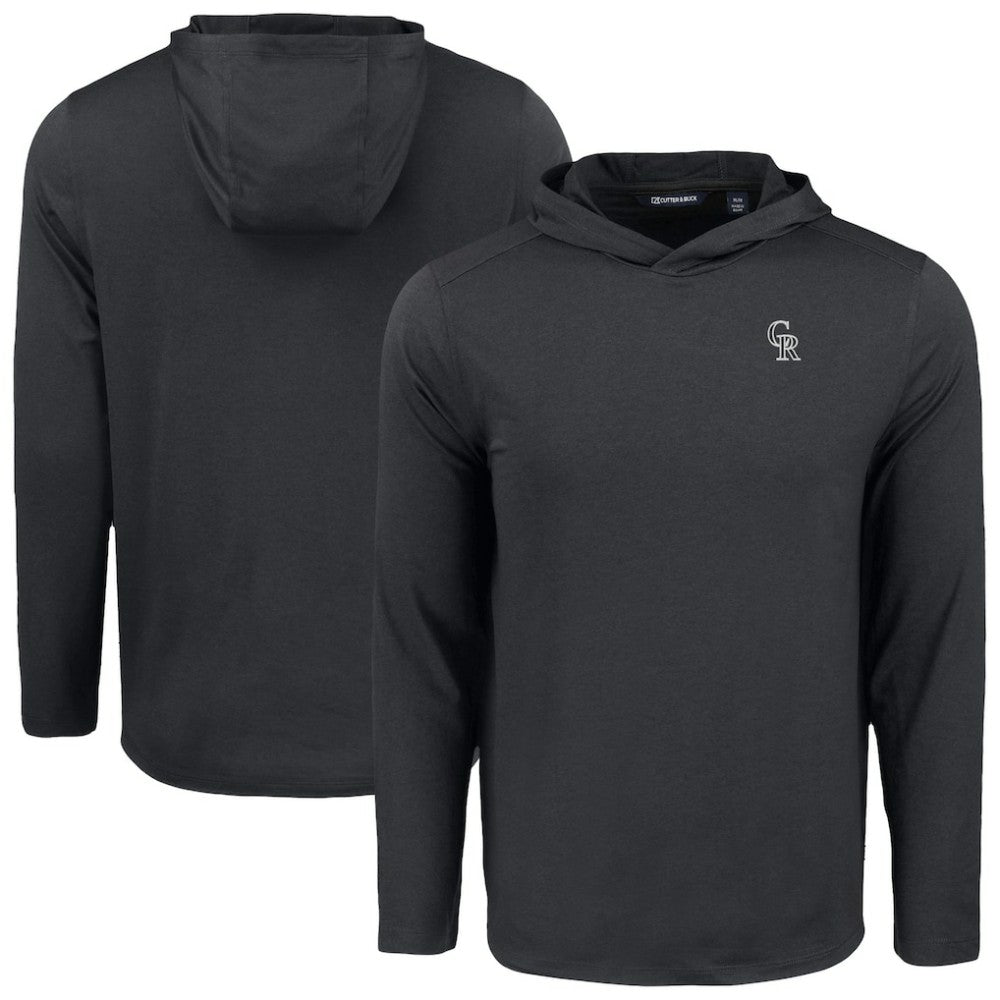 Colorado Rockies Cutter & Buck Coastline Epic Comfort Eco Recycled Long Sleeve Hoodie T-Shirt - Black - MLB Sale