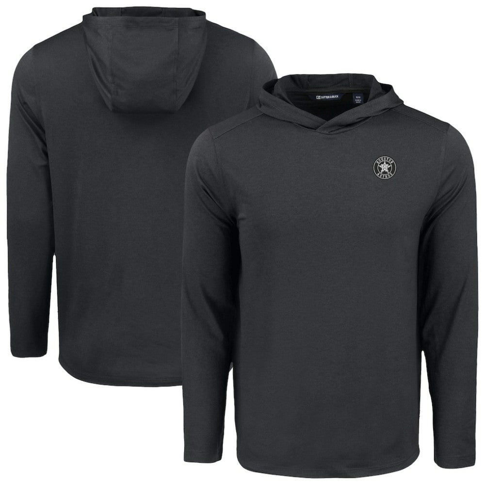 Houston Astros Cutter & Buck Coastline Epic Comfort Eco Recycled Long Sleeve Hoodie T-Shirt - Black - MLB Discount