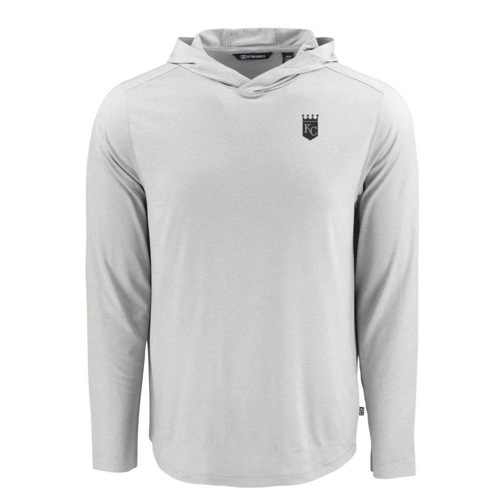 Kansas City Royals Cutter & Buck Coastline Epic Comfort Eco Recycled Long Sleeve Hoodie T-Shirt - Gray - MLB Sale