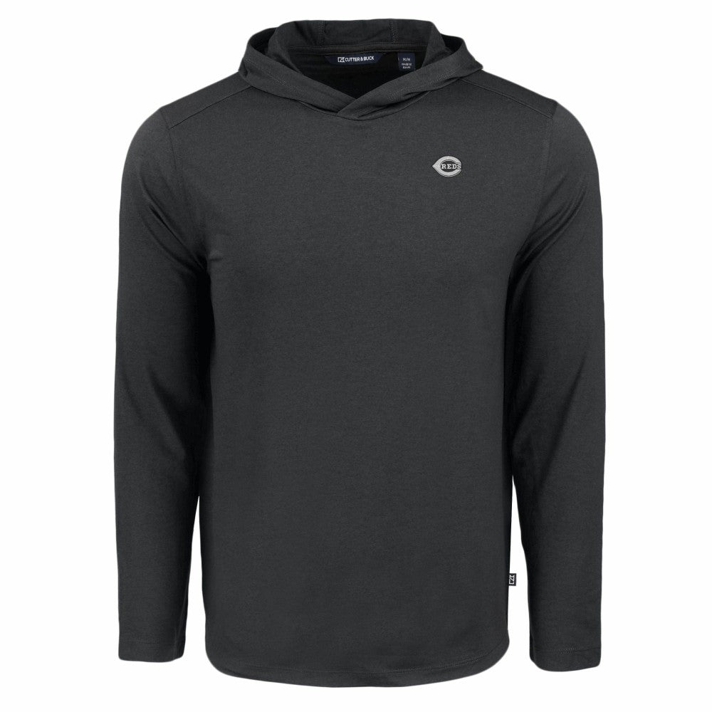 Cincinnati Reds Cutter & Buck Coastline Epic Comfort Eco Recycled Long Sleeve Hoodie T-Shirt - Black - MLB Discount