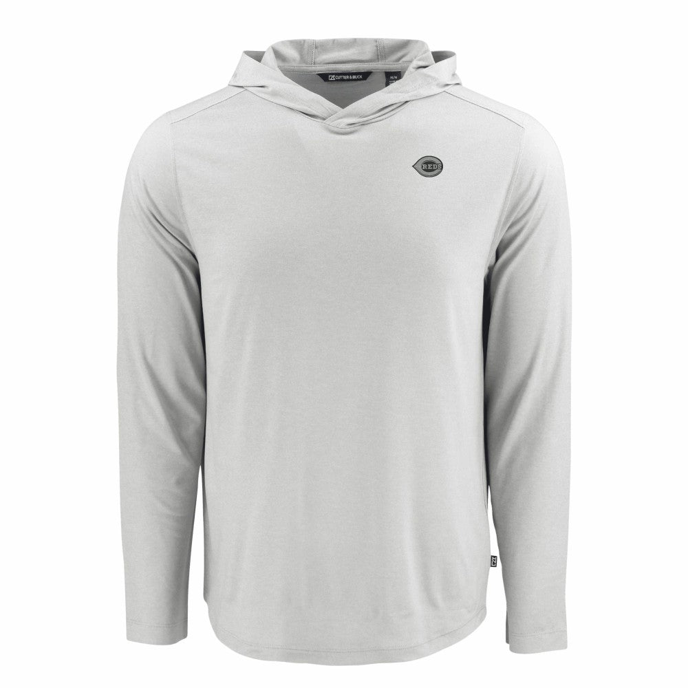 Cincinnati Reds Cutter & Buck Coastline Epic Comfort Eco Recycled Long Sleeve Hoodie T-Shirt - Gray - MLB Lifestyle