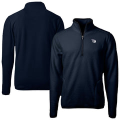 Cleveland Guardians Cutter & Buck Cascade Eco Fleece Quarter-Zip Jacket - Navy - MLB Lifestyle