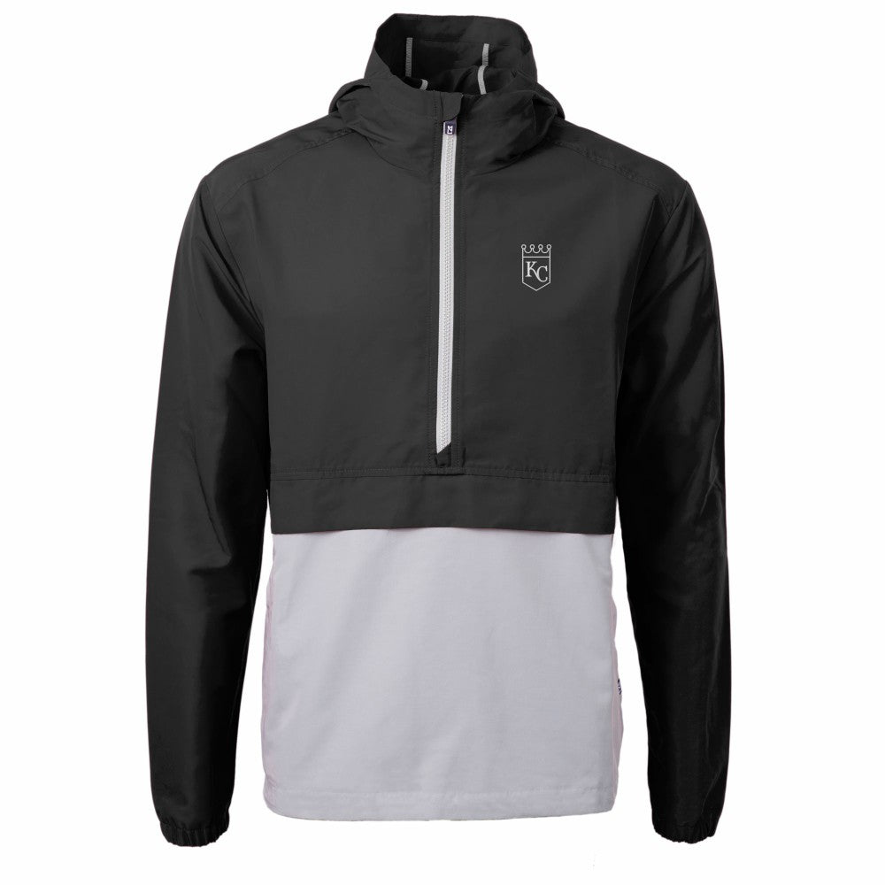 Kansas City Royals Cutter & Buck Charter Eco Recycled Anorak Half-Zip Hoodie Jacket - Black/Gray - MLB Online