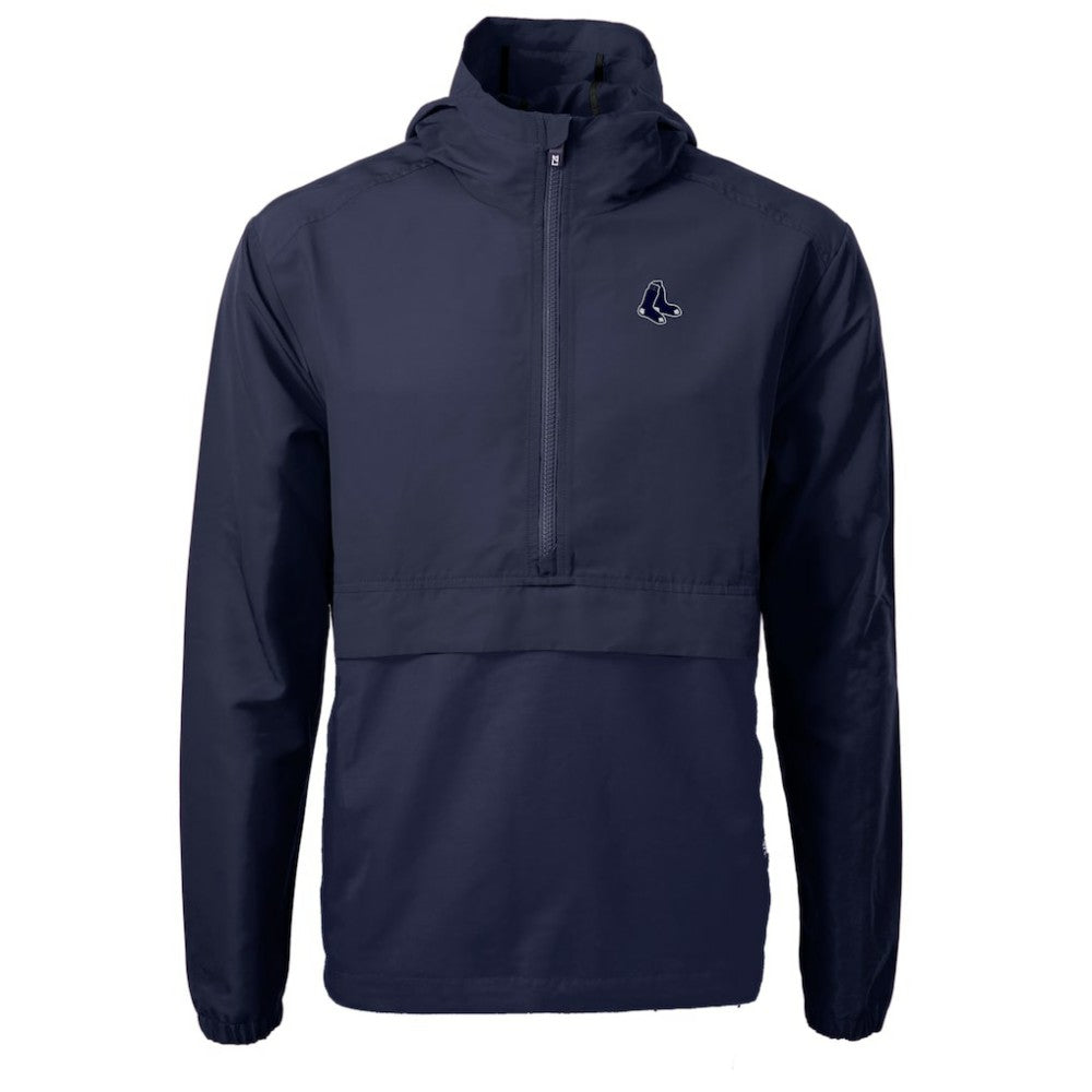 Boston Red Sox Cutter & Buck Charter Eco Recycled Anorak Half-Zip Hoodie Jacket - Navy - MLB Lifestyle