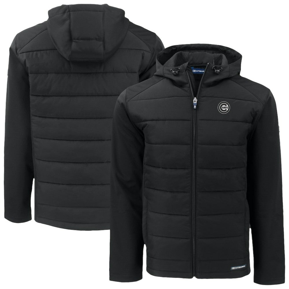 Chicago Cubs Cutter & Buck Evoke Hybrid Eco Softshell Recycled Full-Zip Jacket - Black - MLB Sale