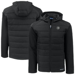 Chicago Cubs Cutter & Buck Evoke Hybrid Eco Softshell Recycled Full-Zip Jacket - Black - MLB Sale