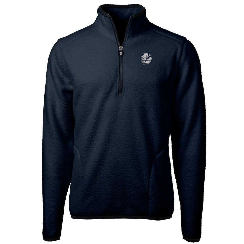 New York Yankees Cutter & Buck Cascade Eco Fleece Quarter-Zip Jacket - Navy - MLB Sale