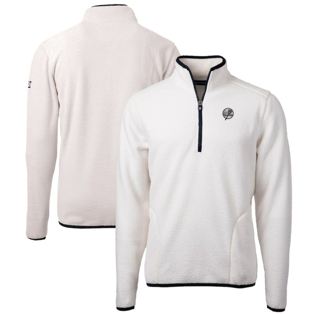 New York Yankees Cutter & Buck Cascade Eco Fleece Quarter-Zip Jacket - Oatmeal - MLB on Sale