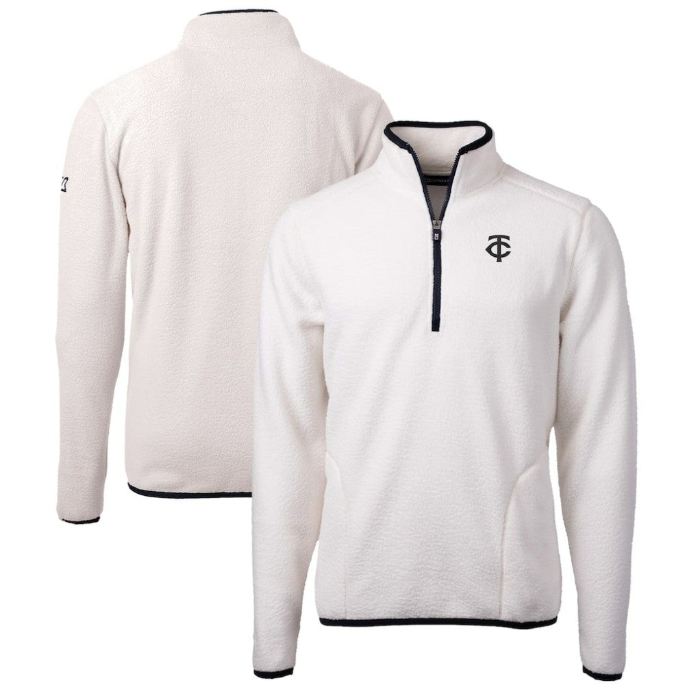 Minnesota Twins Cutter & Buck Cascade Eco Fleece Quarter-Zip Jacket - Oatmeal - MLB Lifestyle