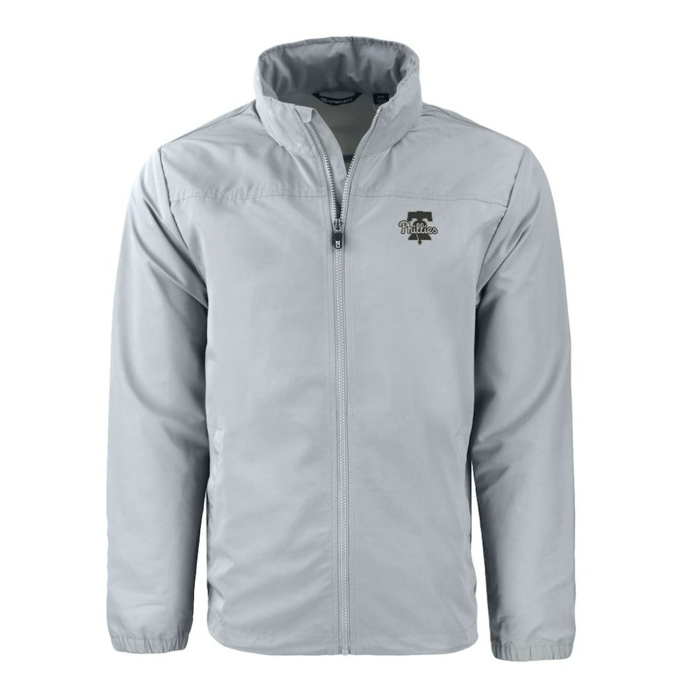 Philadelphia Phillies Cutter & Buck Charter Eco Recycled Full-Zip Hoodie Jacket - Gray - MLB on Sale