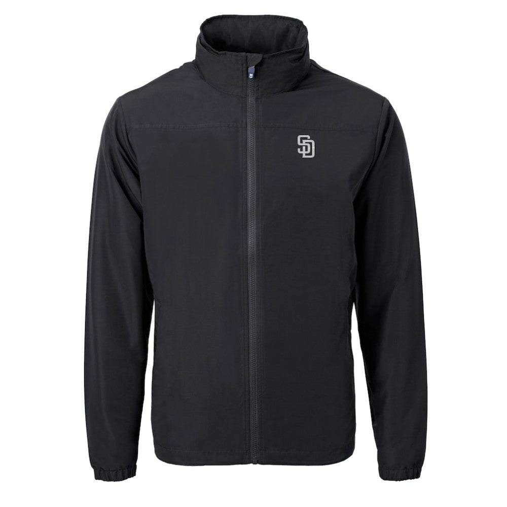 San Diego Padres Cutter & Buck Charter Eco Recycled Full-Zip Hoodie Jacket - Black - MLB Discount