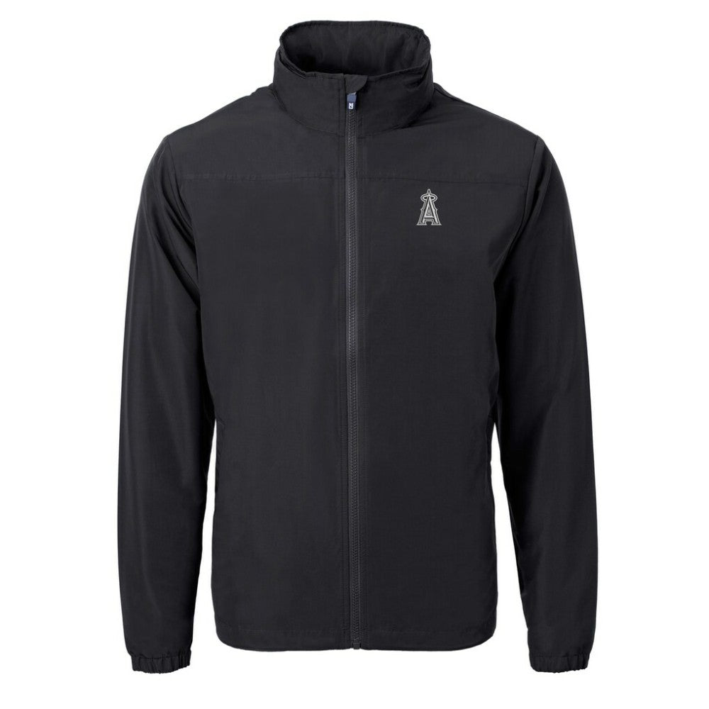 Los Angeles Angels Cutter & Buck Charter Eco Recycled Full-Zip Hoodie Jacket - Black - MLB Discount