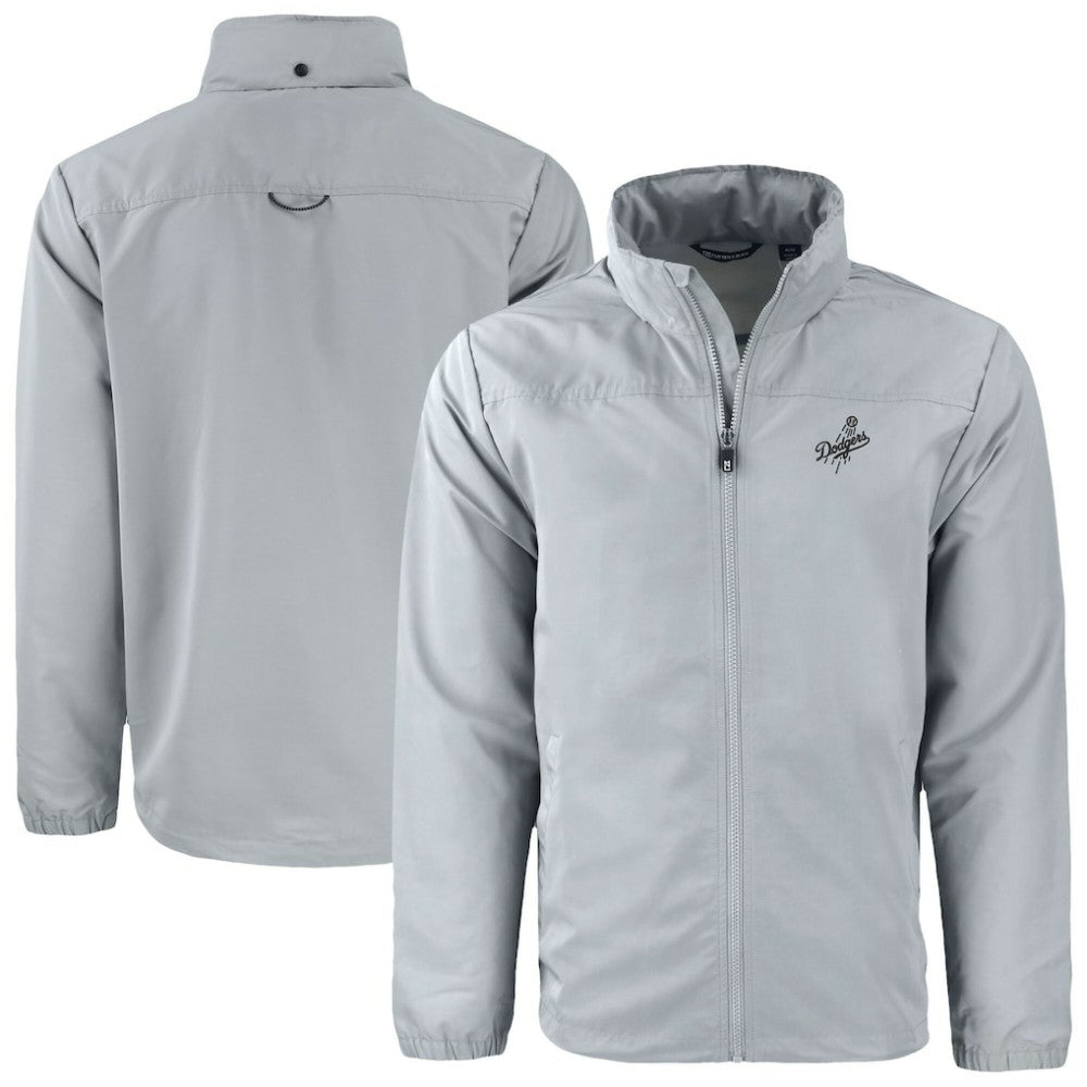 Los Angeles Dodgers Cutter & Buck Charter Eco Recycled Full-Zip Hoodie Jacket - Gray - MLB Discount