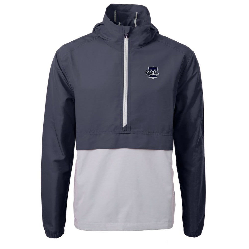 Philadelphia Phillies Cutter & Buck Charter Eco Recycled Anorak Half-Zip Hoodie Jacket - Navy - MLB Sale