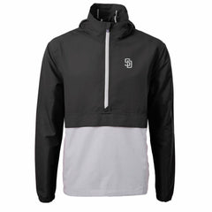 San Diego Padres Cutter & Buck Charter Eco Recycled Anorak Half-Zip Hoodie Jacket - Black - MLB on Sale