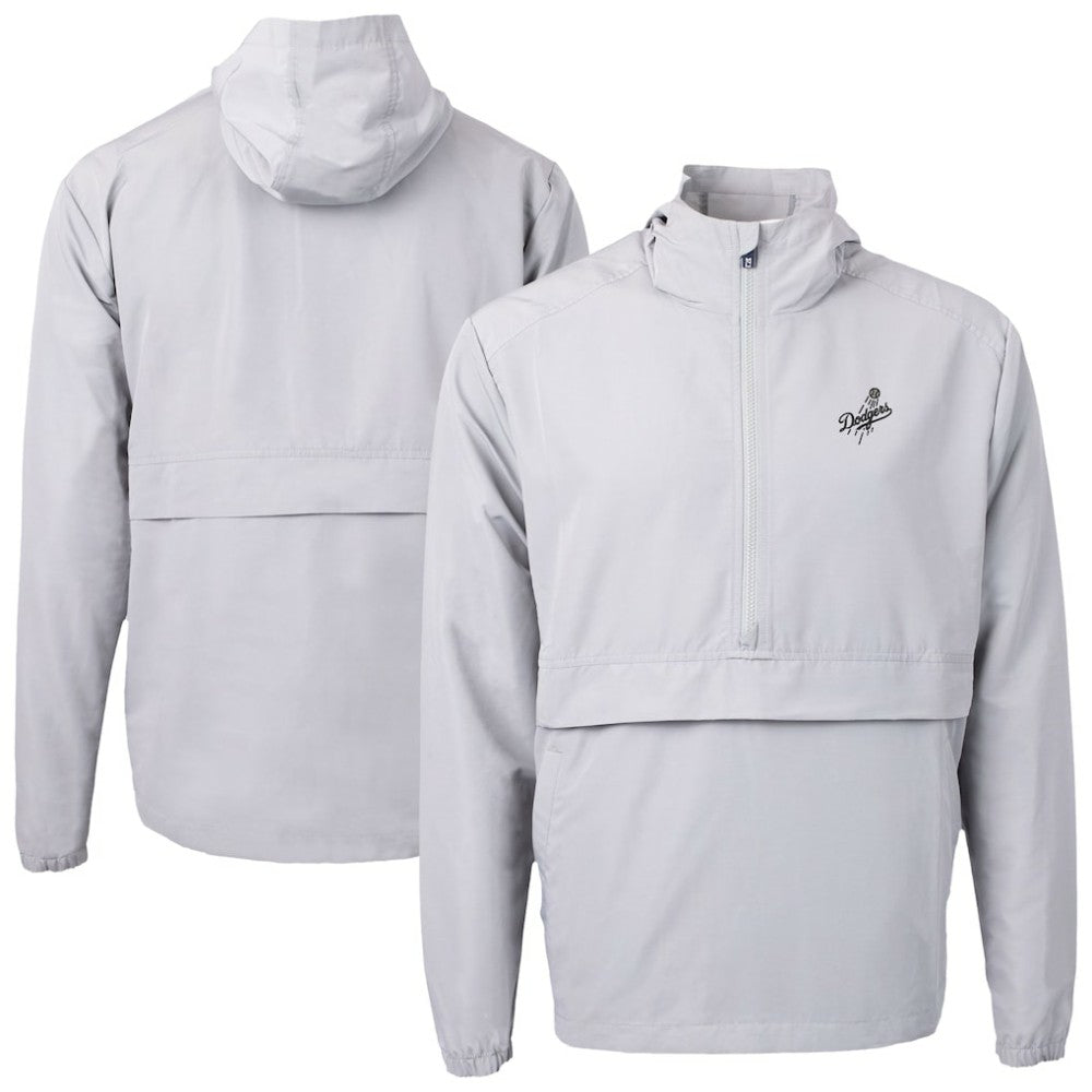 Los Angeles Dodgers Cutter & Buck Charter Eco Recycled Anorak Half-Zip Hoodie Jacket - Gray - MLB Sale