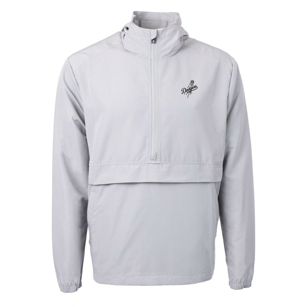 Los Angeles Dodgers Cutter & Buck Charter Eco Recycled Anorak Half-Zip Hoodie Jacket - Gray - MLB Sale