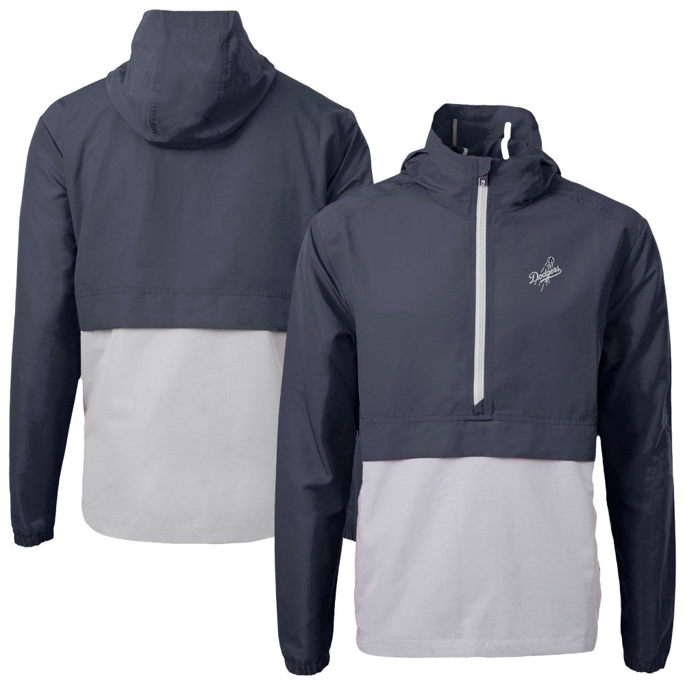 Los Angeles Dodgers Cutter & Buck Charter Eco Recycled Anorak Half-Zip Hoodie Jacket - Navy/Gray - MLB on Sale