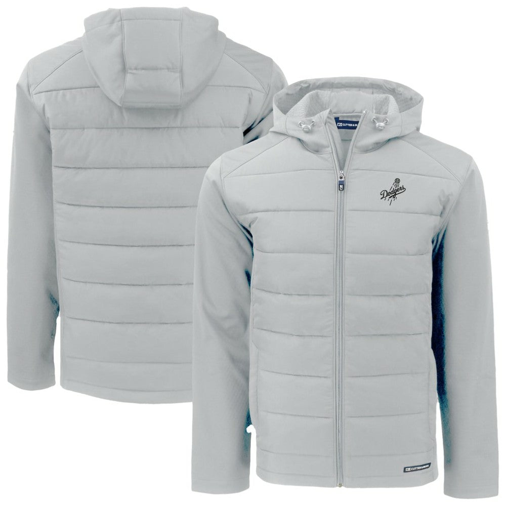 Los Angeles Dodgers Cutter & Buck Evoke Hybrid Eco Softshell Recycled Full-Zip Hooded Jacket - Gray - MLB on Sale