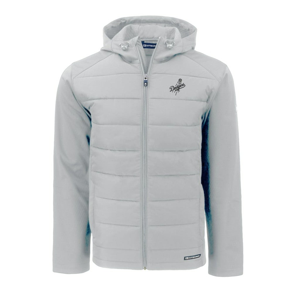 Los Angeles Dodgers Cutter & Buck Evoke Hybrid Eco Softshell Recycled Full-Zip Hooded Jacket - Gray - MLB on Sale