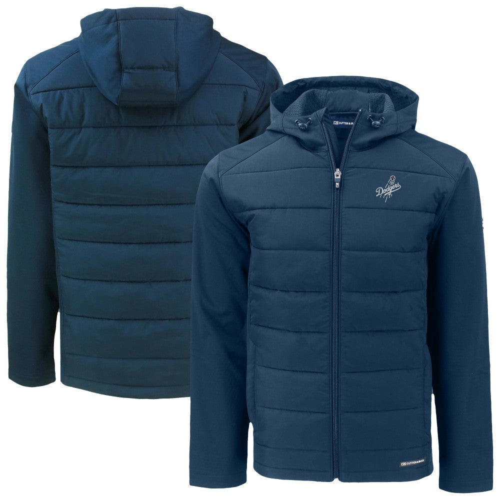 Los Angeles Dodgers Cutter & Buck Evoke Hybrid Eco Softshell Recycled Full-Zip Hooded Jacket - Navy - MLB on Sale