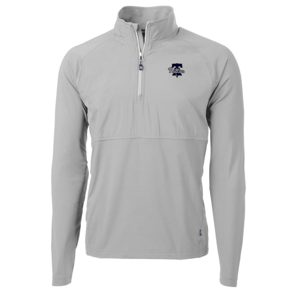 Philadelphia Phillies Cutter & Buck Adapt Eco Hybrid Raglan DryTec Quarter-Zip Jacket - Gray - MLB Discount