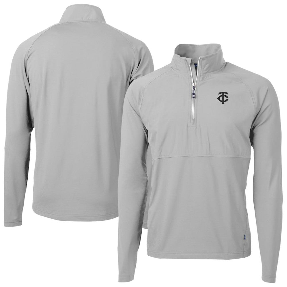 Minnesota Twins Cutter & Buck Adapt Eco Hybrid Raglan DryTec Quarter-Zip Jacket - Gray - MLB Sale