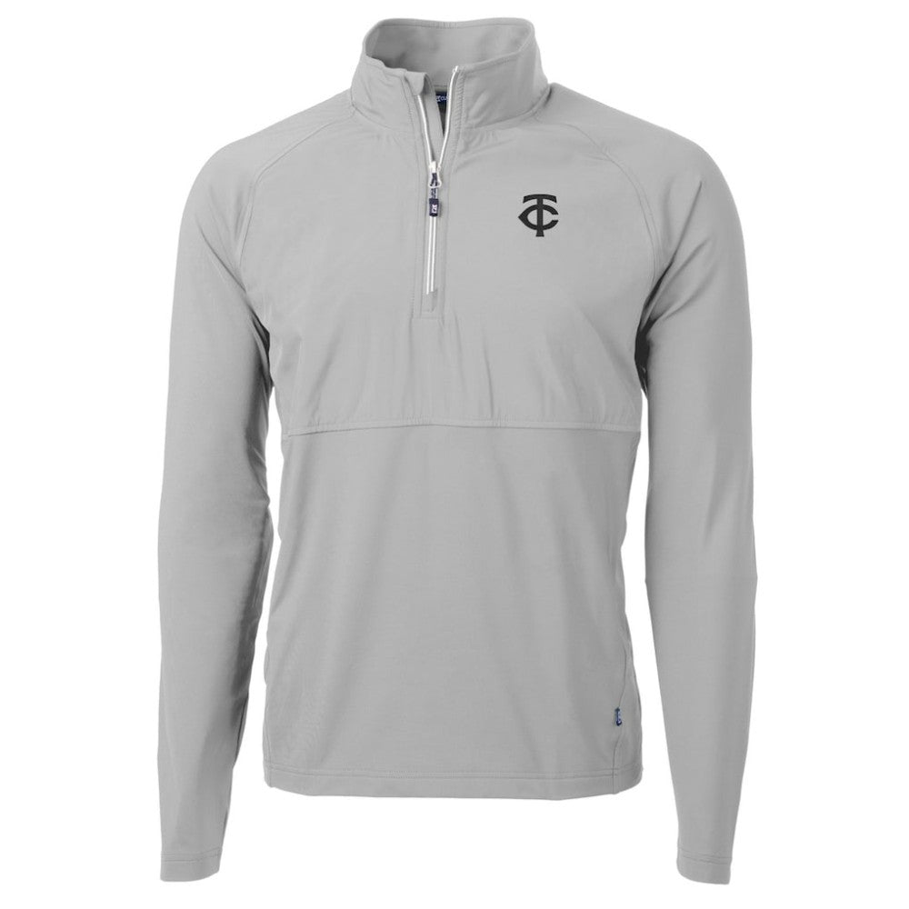 Minnesota Twins Cutter & Buck Adapt Eco Hybrid Raglan DryTec Quarter-Zip Jacket - Gray - MLB Sale