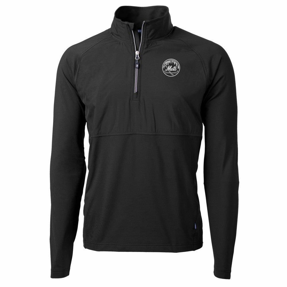 New York Mets Cutter & Buck Adapt Eco Hybrid Raglan DryTec Quarter-Zip Jacket - Black - MLB Sale
