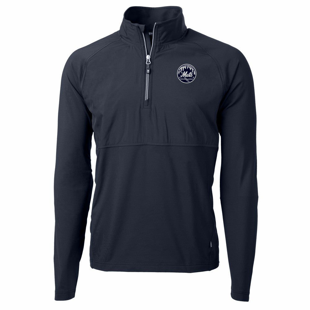 New York Mets Cutter & Buck Adapt Eco Hybrid Raglan DryTec Quarter-Zip Jacket - Navy - MLB Discount