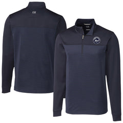 New York Mets Cutter & Buck Traverse Eco Stripe Tri-Blend DryTec Quarter-Zip Jacket - Navy - MLB Discount