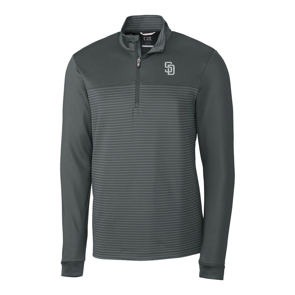 San Diego Padres Cutter & Buck Traverse Eco Stripe Tri-Blend DryTec Quarter-Zip Jacket - Gray - MLB on Sale