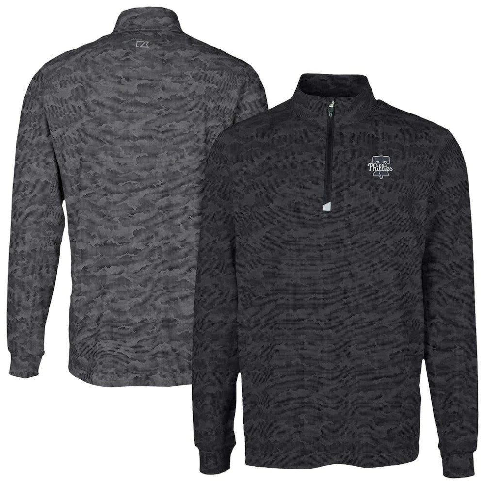 Philadelphia Phillies Cutter & Buck Traverse Eco Camo Tri-Blend DryTec Quarter-Zip Top - Black - MLB Online