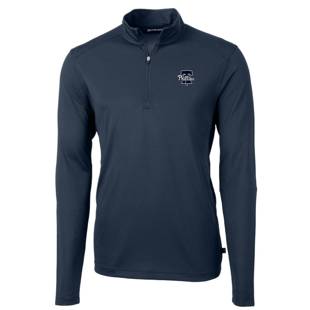 Philadelphia Phillies Cutter & Buck Virtue Eco Pique Quarter-Zip Jacket - Navy - MLB Sale