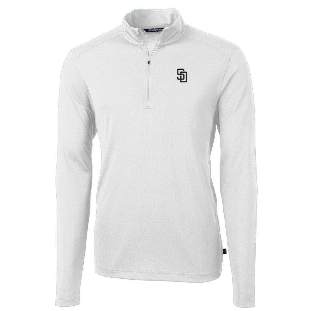 San Diego Padres Cutter & Buck Virtue Eco Pique Quarter-Zip Jacket - White - MLB Lifestyle