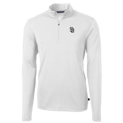 San Diego Padres Cutter & Buck Virtue Eco Pique Quarter-Zip Jacket - White - MLB Lifestyle