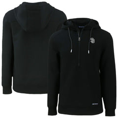 San Diego Padres Cutter & Buck Roam Eco Recycled Tri-Blend Half-Zip Hoodie - Black - MLB Lifestyle
