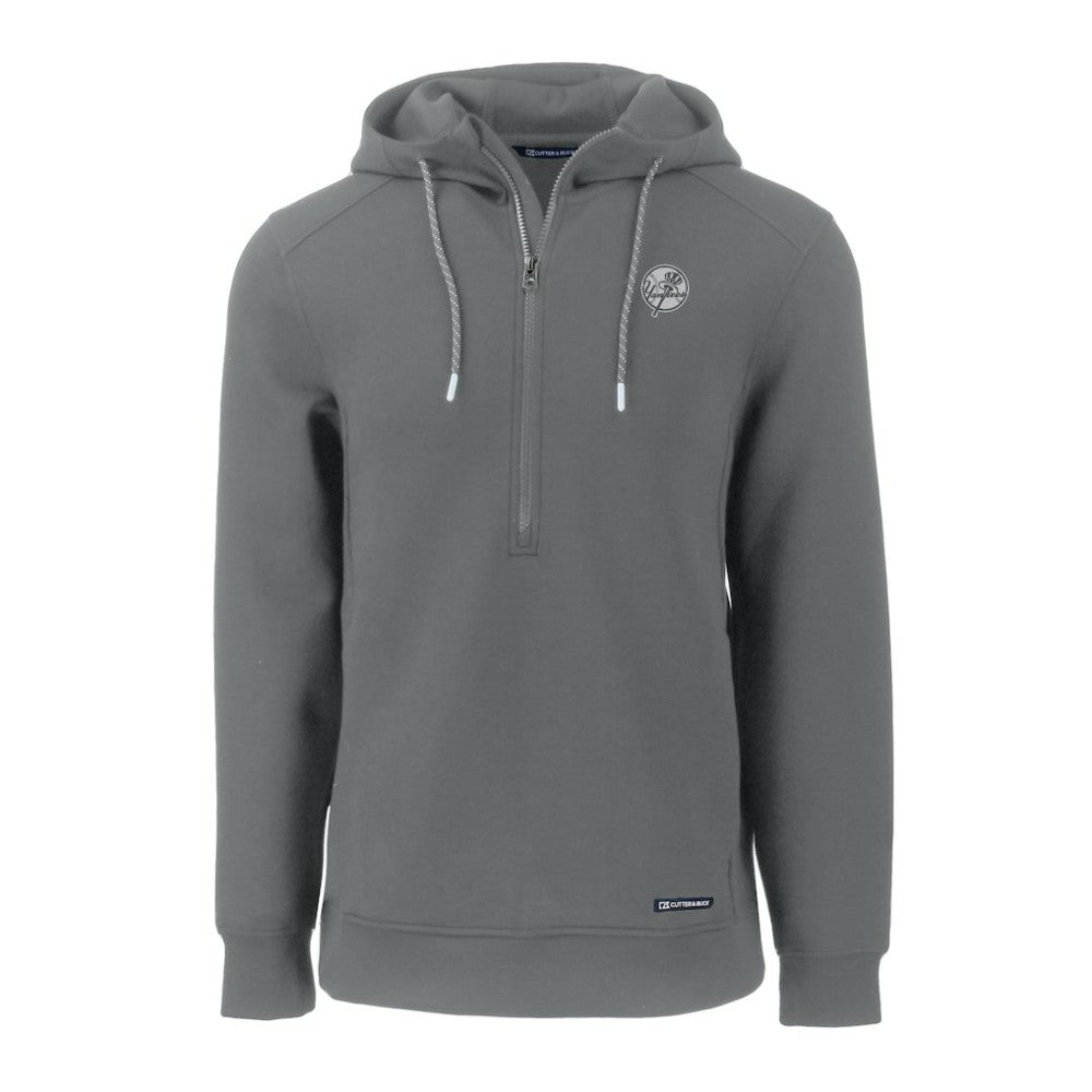 New York Yankees Cutter & Buck Roam Eco Recycled Tri-Blend Half-Zip Hoodie - Gray - MLB Sale
