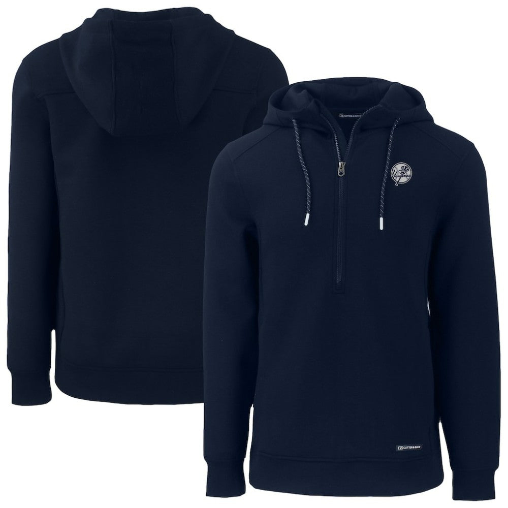 New York Yankees Cutter & Buck Roam Eco Recycled Tri-Blend Half-Zip Hoodie - Navy - MLB Sale