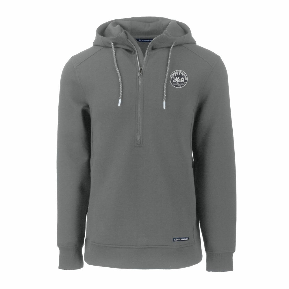 New York Mets Cutter & Buck Roam Eco Recycled Tri-Blend Half-Zip Hoodie - Gray - MLB Discount