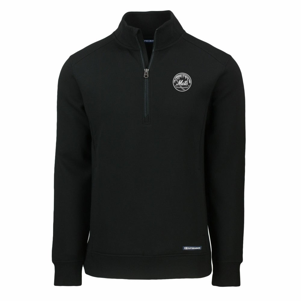 New York Mets Cutter & Buck Roam Eco Quarter-Zip Jacket - Black - MLB Online