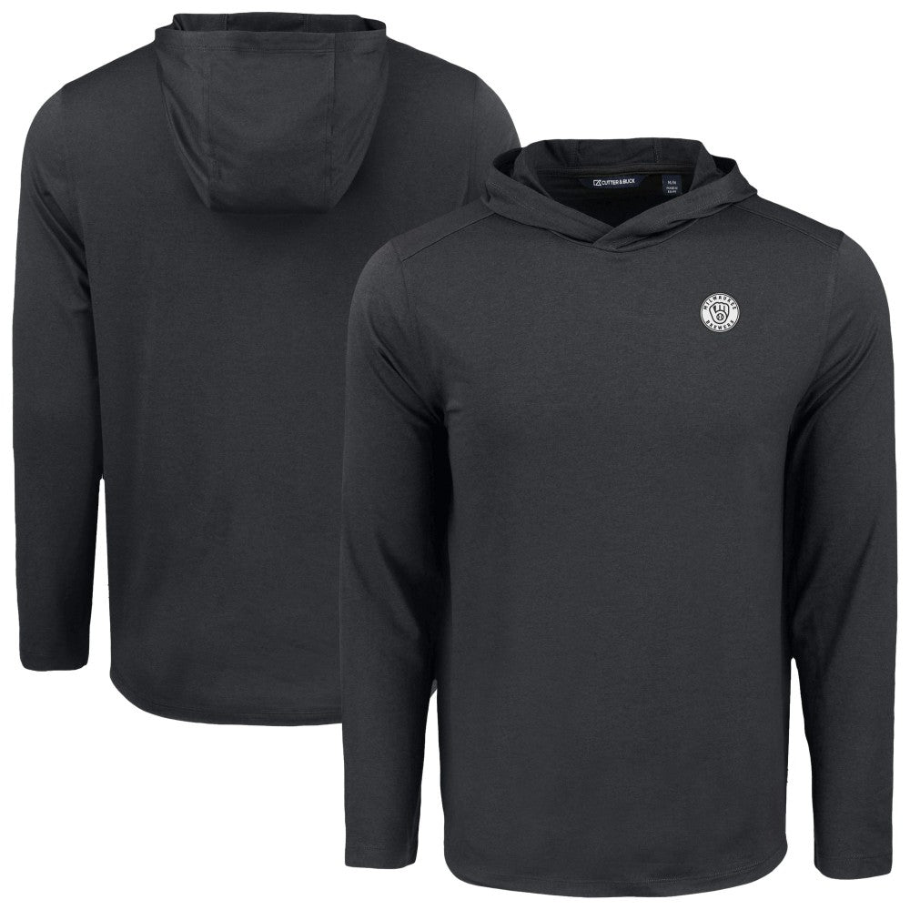 Milwaukee Brewers Cutter & Buck Coastline Epic Comfort Eco Recycled Hoodie T-Shirt - Black - MLB Sale