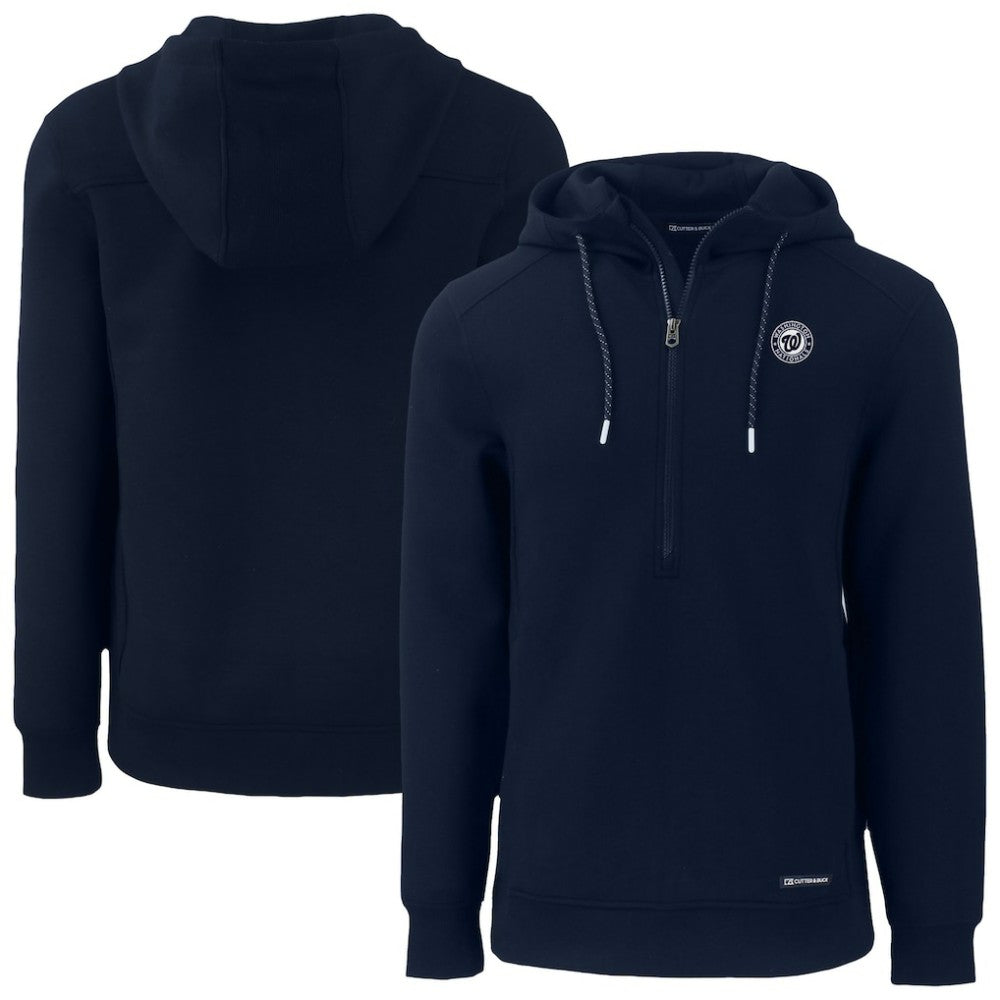 Washington Nationals Cutter & Buck Roam Eco Recycled Half-Zip Hoodie - Navy - MLB Lifestyle