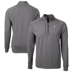 Colorado Rockies Cutter & Buck Big & Tall Adapt Eco Raglan Quarter-Zip Jacket - Heather Black - MLB Lifestyle