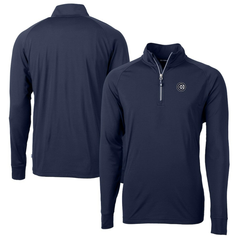 Chicago Cubs Cutter & Buck Big & Tall Adapt Eco DryTec Raglan Quarter-Zip Jacket - Navy - MLB Online