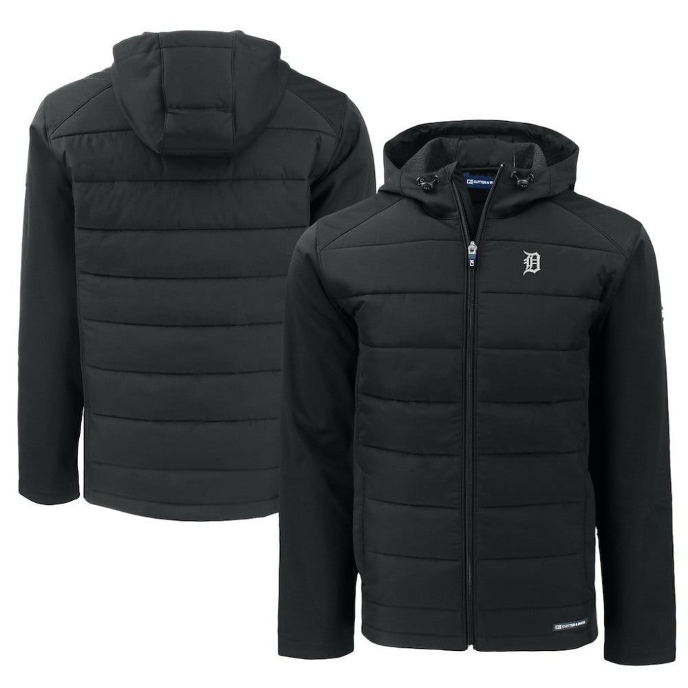 Detroit Tigers Cutter & Buck Big & Tall Evoke Hybrid Eco Softshell Recycled Full-Zip Jacket - Black - MLB on Sale