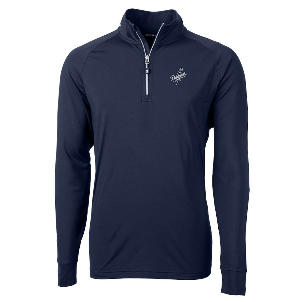 Los Angeles Dodgers Cutter & Buck Big & Tall Adapt Eco DryTec Raglan Quarter-Zip Jacket - Navy - MLB Lifestyle