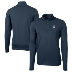 New York Yankees Cutter & Buck Big & Tall Virtue Eco Pique Quarter-Zip Jacket - Navy - MLB Lifestyle
